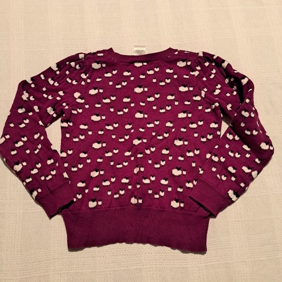 Gymboree girls size 5/6 purple cardigan with white sheep design - Picture 4 of 5